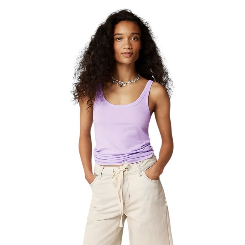 J Crew Feather Jersey Slim Fit Tank Top Primrose Purple Womens Size S